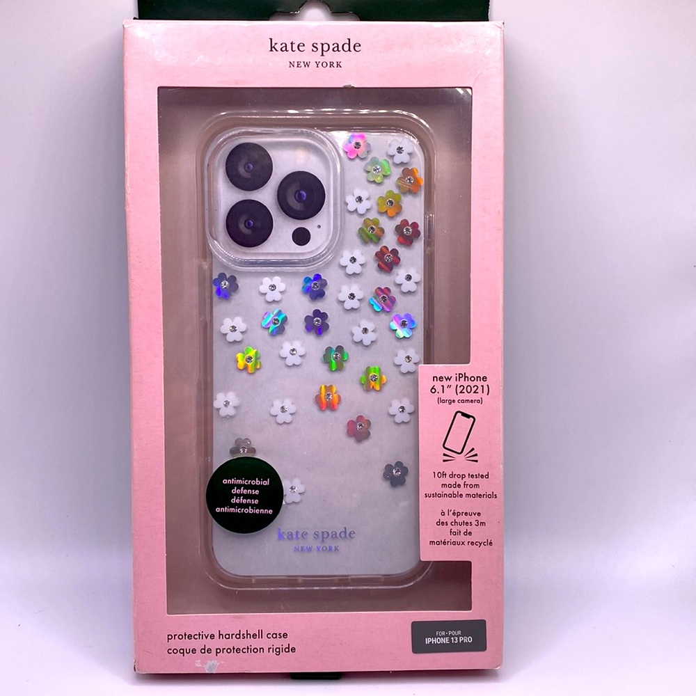 Kate Spade Case For iPhone 13 Pro (6.1” Large Camera), Iridescent Flowers!